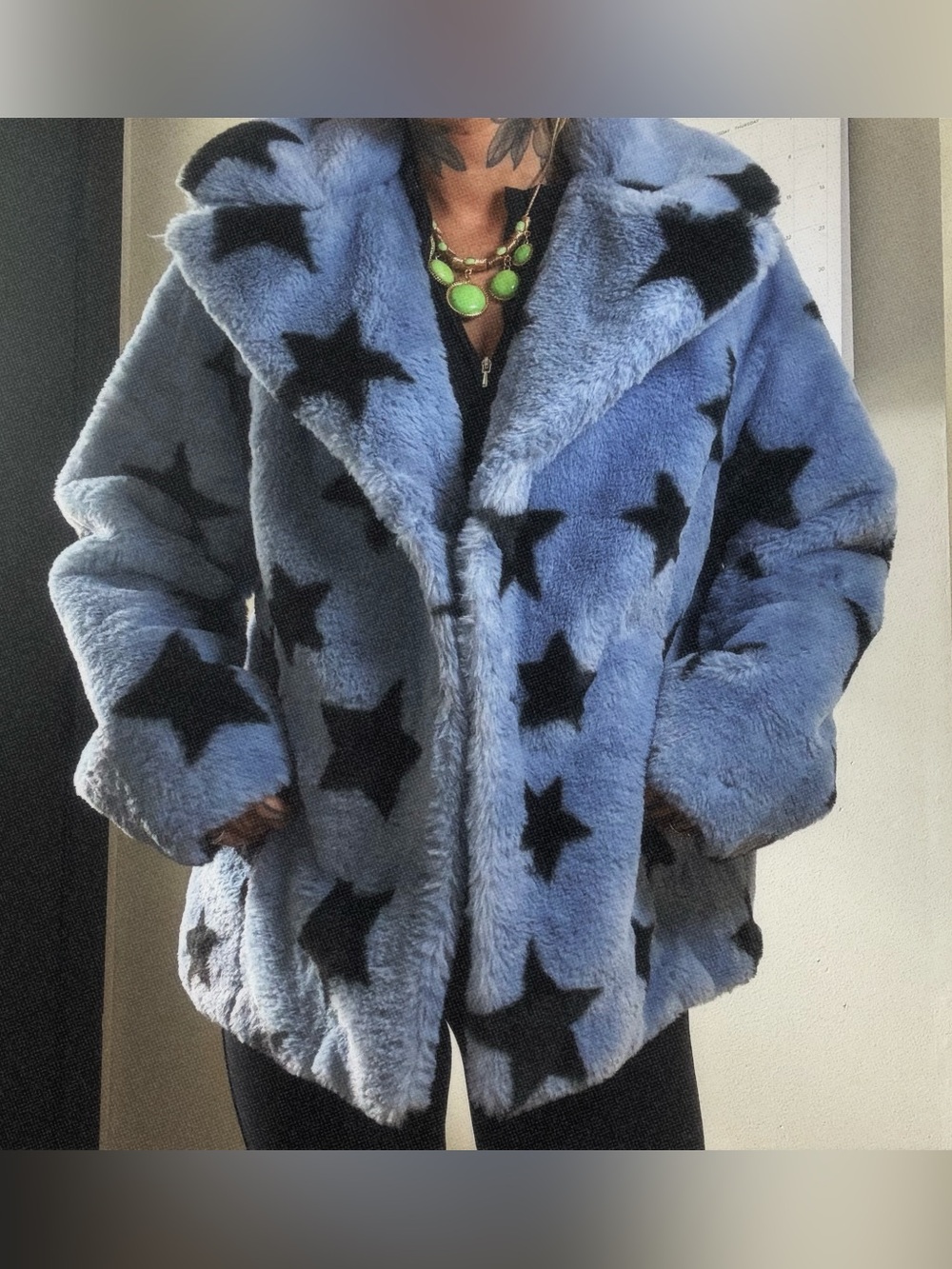 Blue Star Teddy Coat - Womens Faux Fur Jacket